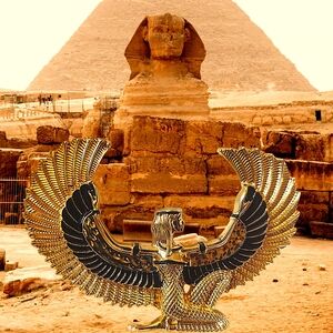 Egyptian Winged Goddess Brooch